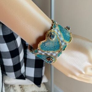 Hand made beaded cuff.